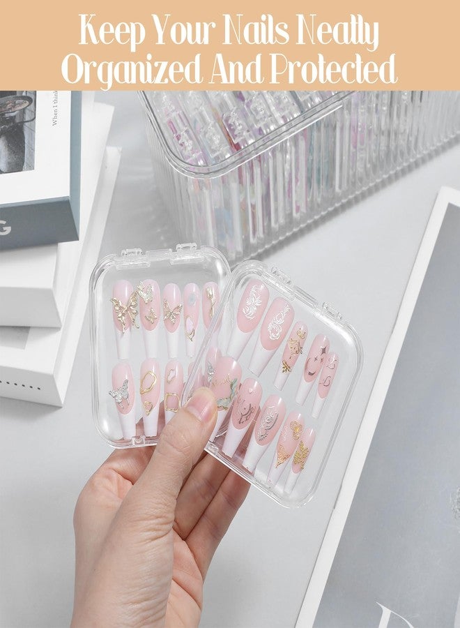 Lemecima Press On Nail Orgnizer 14 PCS Clear Press On Nail Storage Boxes and 1 Big Storage box with 60 Pcs Adhesive Double Sided Tape, On Packaging for Fake Display Salon - Image 4
